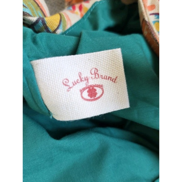 LUCKY BRAND Canvas & Leather Colorful Floral Backpack Shoulder Bag - Picture 7 of 12